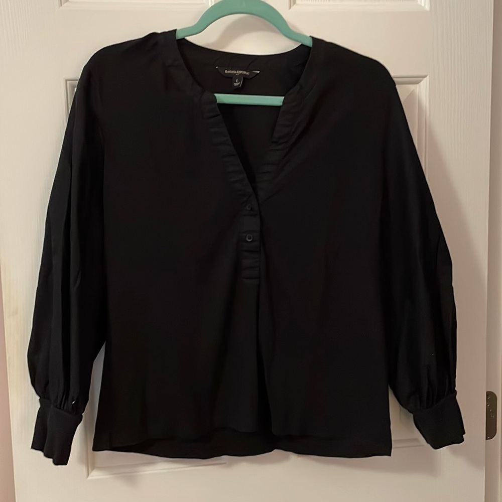 Mixed fabric puff sleeved popover